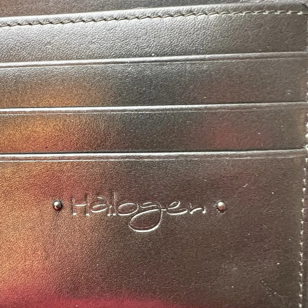 HALOGEN Crocodile Embossed Wallet/Wristlet Bronze with  Snap Off Coin Purse
